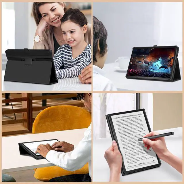 Alt view image 13 of 14 - Folio Case for Amazon Fire Max 11 (13th Generation, 2023 Release) - Premium Vegan Leather Slim Fit Folding Stand Cover for Fire 11 Max Tablet with Auto Sleep/Wake, Black