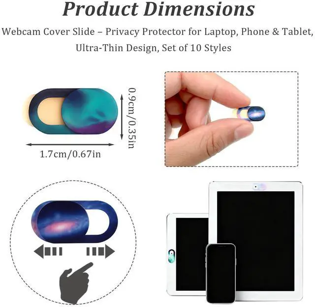 Alt view image 9 of 14 - Camera Cover Slide (10-Pack) Ultra-Thin Colorful Privacy Webcam Stickers for MacBook, iPad, Laptop & Tablet 0.7mm Slim Protector