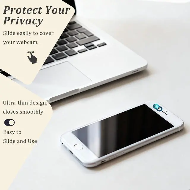Alt view image 10 of 14 - Camera Cover Slide (10-Pack) Ultra-Thin Colorful Privacy Webcam Stickers for MacBook, iPad, Laptop & Tablet 0.7mm Slim Protector