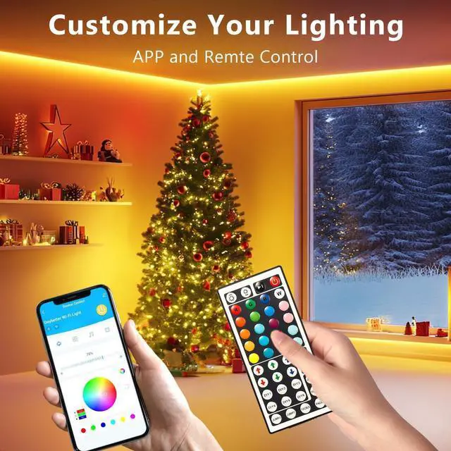 Alt view image 9 of 14 - LED Strip Lights 110ft, Smart Lighting Strips with App Remote Control, RGB Music Sync Color Changing Lights for Bedroom Kitchen Party Home Decor(1 Roll)