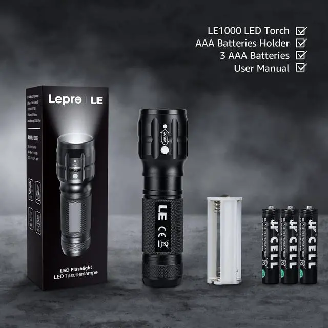 Alt view image 11 of 13 - LED Flashlights High Lumens, Small Flashlight, Waterproof, Adjustable Focus Flash Light for Outdoor, Emergency, AAA Batteries Included, Tactical & Camping Accessories
