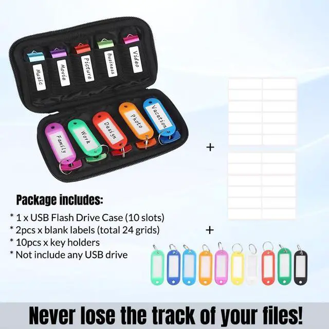 Alt view image 9 of 12 - USB Flash Drive Case Soft Material Thumb Drive Holder case, USB Drive Holder Organizer, Portable Electronic Accessories Bag for USB Memory Stick with 10 Slots