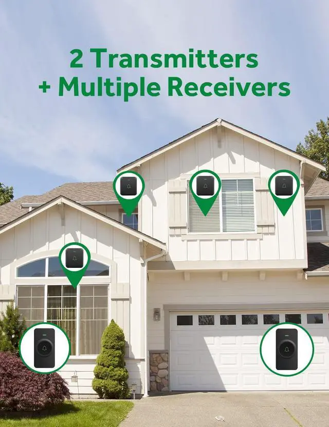 Alt view image 12 of 14 - Wireless Door Bell, Mini CB-11 Waterproof Doorbell Chime Operating at 1000 Feet with 52 Melodies, 5 Volume Levels & LED Flash