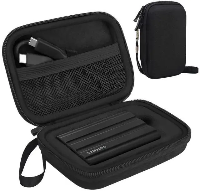 Alt view image 8 of 14 - Hard Carrying Case for Samsung T7 Shield/Samsung T7 / Touch Portable Solid State Drives 500GB 1TB 2TB 4TB USB 3.2 External SSD Hard EVA Shockproof Storage Travel Bag, Black+Black