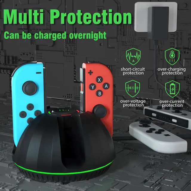 Alt view image 10 of 14 - Switch Controller Charging Dock for Nintendo OLED Joycon, Charger Station with Switch 1 JoyCon, 4 in 1 Joycon Charging Dock for Joy Con with LED Indication and USB Type-C Charger Cable
