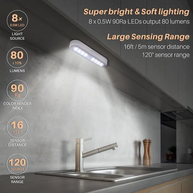 Alt view image 9 of 14 - 3 Pack 7 Motion Sensor Lights Indoor Battery Operated, Stick on LED Light for Closet, Stairs, Under Cabinet, Cool White