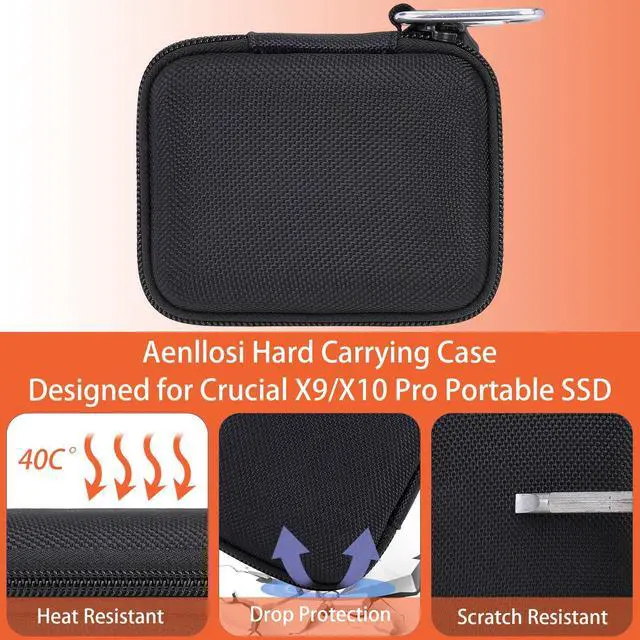 Alt view image 11 of 14 - Hard Carrying Case Compatible with Crucial X9 / X9 Pro / X10 / X10 Pro 1TB/2TB/4TB Portable SSD,USB 3.2 External Solid State Drive & USB Cable Organizer(Case Only)