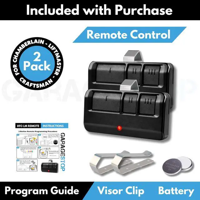 Alt view image 11 of 12 - 2X 893LM 893Max for Chamberlain Craftsman LiftMaster Universal Door Opener Remote Replacement, 3-Button Gate Opener Remote, Extra Long-Range, Black