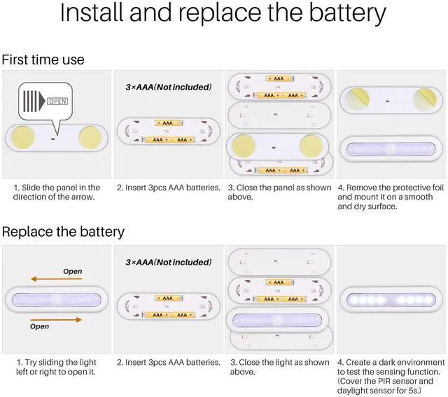 Alt view image 13 of 14 - 3 Pack 7 Motion Sensor Lights Indoor Battery Operated, Stick on LED Light for Closet, Stairs, Under Cabinet, Cool White