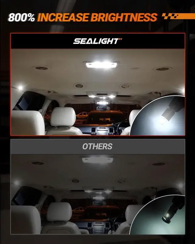 Alt view image 9 of 14 - 194 LED Bulb 6000K White, License Plate Light, Dome Light, T10 168 2825 W5W 3030 Bright Chips Wedge for Replacement Light Bulb, Map Trunk Door Courtesy Dash LED Light Bulb,Pack of 10