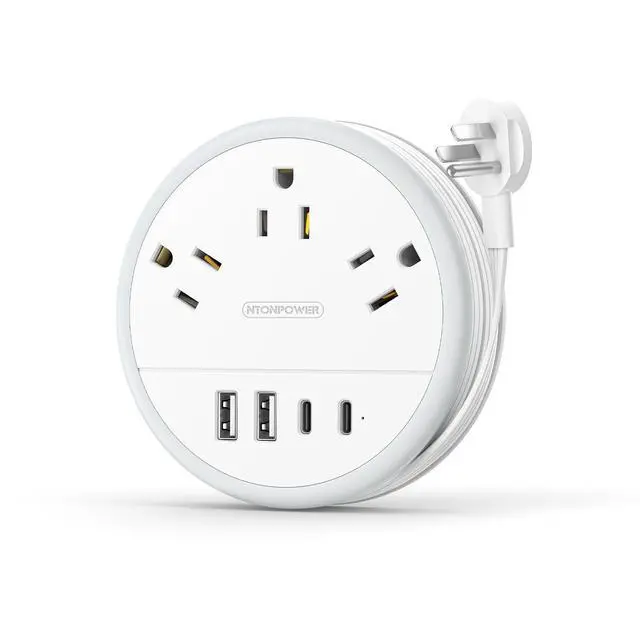 Alt view image 8 of 14 - Travel Power Strip, Travel Essentials, Cruise Essentials 3 Outlets 4 USB Ports(2 USB C), 4FT Wrapped Around Extension Cord for Travel Cruise Ship Beach Vacation Essentials White