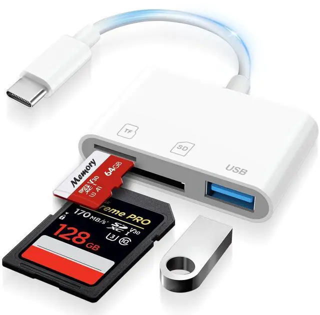 Alt view image 8 of 14 - USB C SD Card Reader for iPhone 15-17, USB C to Micro SD Memory Card Adapter for iPad/Mac Pro/Air, USBC/Type C Camera Card Reader with USB A Port for iPhone 16 and More Android USBC Devices