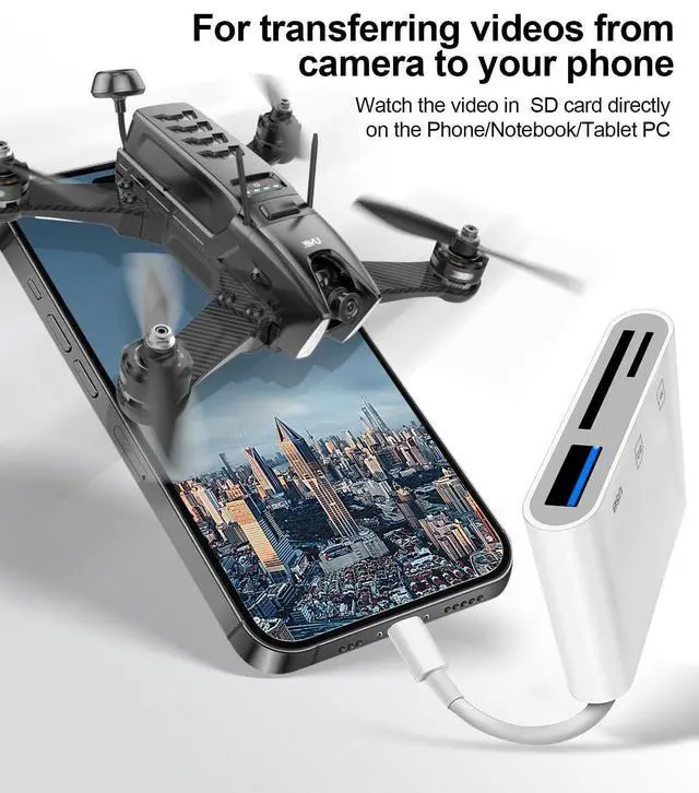 Alt view image 13 of 14 - USB C SD Card Reader for iPhone 15-17, USB C to Micro SD Memory Card Adapter for iPad/Mac Pro/Air, USBC/Type C Camera Card Reader with USB A Port for iPhone 16 and More Android USBC Devices