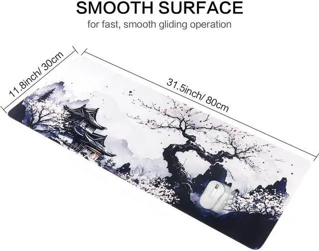 Alt view image 12 of 12 - Sakura Mouse Pad Non-Slip Rubber Base Gaming Mouse Pad Keyboard Mat with Stitched Edges for Gaming and Office Desk Mat