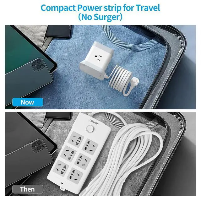 Alt view image 13 of 14 - Power Strip with USB, Flat Plug Extension Cord with 4 Outlets and 3 USB(1 USB C), 5 FT Power Cord Desktop Charging Station, Overload Protection, Compact Portable for Travel Home Office