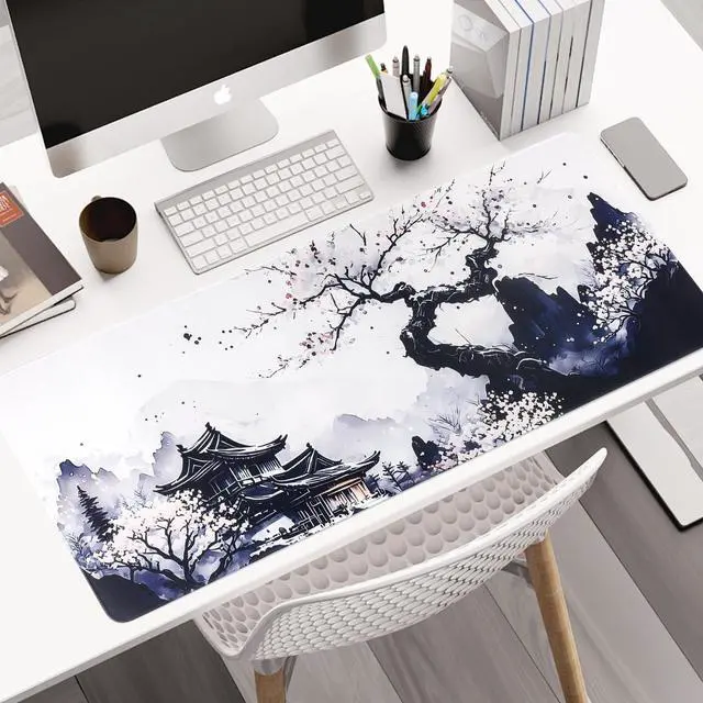 Alt view image 8 of 12 - Sakura Mouse Pad Non-Slip Rubber Base Gaming Mouse Pad Keyboard Mat with Stitched Edges for Gaming and Office Desk Mat