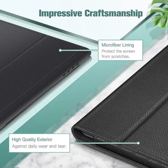 Alt view image 13 of 14 - Folio Case for Kindle Fire HD 8 & Fire HD 8 Plus Tablet (12th Generation/10th Generation, 2024/2022/2020 Release)- Slim Fit Vegan Leather Stand Cover with Auto Sleep/Wake, Black