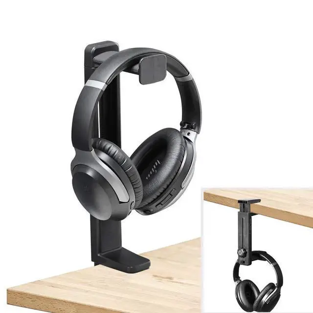 Alt view image 8 of 14 - HS906 Headphone Stand & Hanger 2 in 1, Above & Under Desk Gaming Headset Holder Mount Hook with Height Adjustable & Rotating Clamp, Earphone Rack with Cable Clip