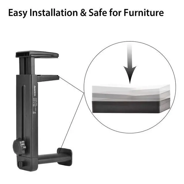 Alt view image 12 of 14 - HS906 Headphone Stand & Hanger 2 in 1, Above & Under Desk Gaming Headset Holder Mount Hook with Height Adjustable & Rotating Clamp, Earphone Rack with Cable Clip