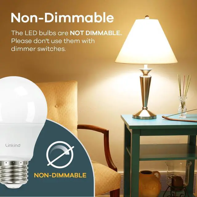 Alt view image 10 of 14 - A19 LED Light Bulb, 60W Equivalent, 2700K Soft White Light Bulbs, 800 Lumens 8.5W Non-Dimmable LED Bulbs, E26 Standard Base, Energy Efficient for Bedroom Home Office, 6 Packs
