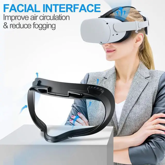 Alt view image 10 of 14 - Facial Interface & Face Cover Pad for Oculus Quest 2, Sweat-Proof PU Foam Cushion - VR Accessories for Meta Quest 2, Compatible with Oculus Quest 2 Original Spacer