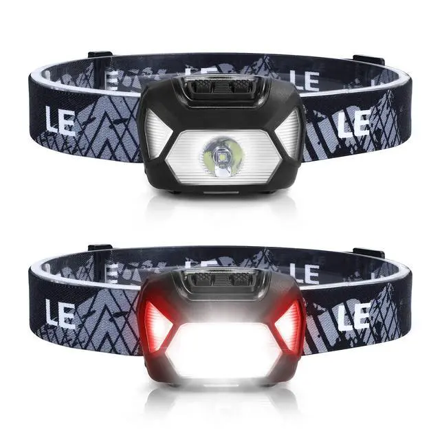 Alt view image 8 of 14 - HeadLamp, 2 Pack Super Bright LED Head lamp with 6 Lighting Modes, Waterproof, Battery Powered LED Lightweight Headlight for Cycling Running Camping for Kids Adults
