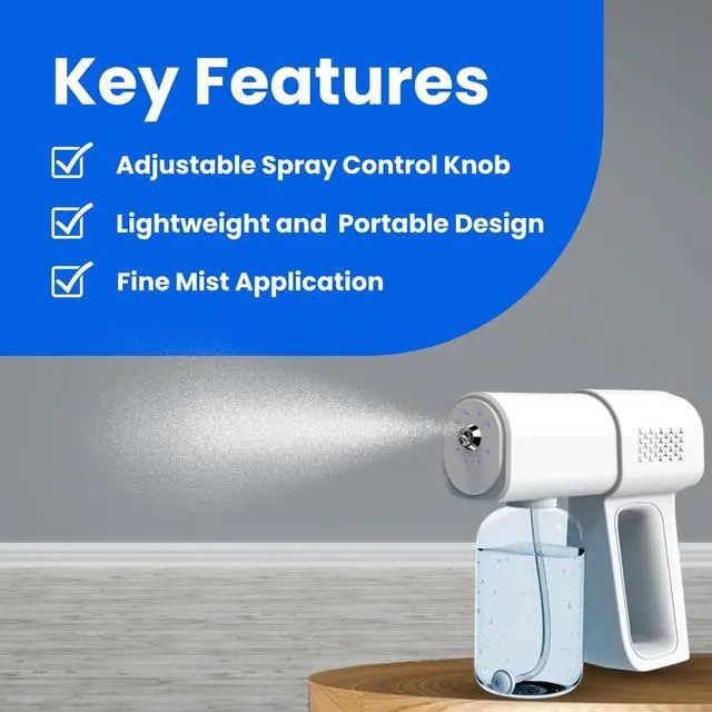 Alt view image 10 of 14 - Nano Spray Gun K5 Pro - Cordless Nano Sprayer for Cleaning - Portable Misting Tool for Home & Garden - Hydrating Mist Gun for Plants - Lightweight Handheld Nano Spray Machine (380ml)