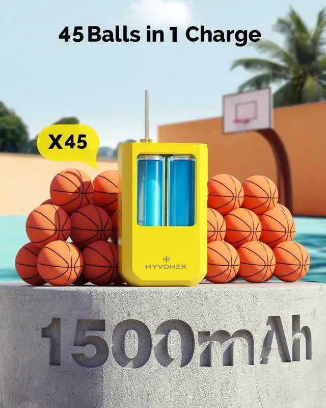 Alt view image 10 of 14 - Ball Pump for Sports Balls, Portable Electric Basketball Pump Ultra Fast Inflation, with Digital LED Display Air Pump for Balls, Preset Pressure with Ball Needle for Soccer, Volleyball