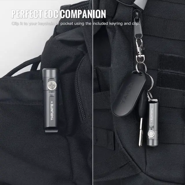 Alt view image 14 of 14 - Ti Mini Keychain Flashlight, USB-C Rechargeable EDC Pocket Light, Bright 650 Lumens Small Keychain Gadget for Camping, Everyday Carry, Indoor Outdoor Use (Grey Cool White)