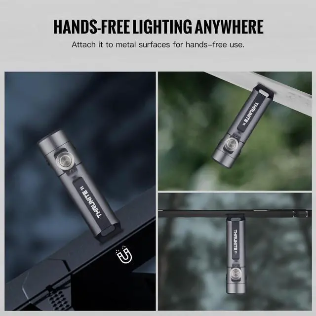 Alt view image 12 of 14 - Ti Mini Keychain Flashlight, USB-C Rechargeable EDC Pocket Light, Bright 650 Lumens Small Keychain Gadget for Camping, Everyday Carry, Indoor Outdoor Use (Grey Cool White)