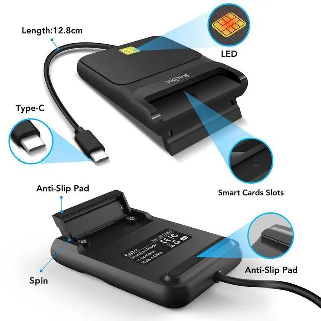 Alt view image 12 of 14 - CAC Reader USB C, CAC Reader Military USB C, Smart Card Reader Common Access CAC Card Reader Military, Compatible with Windows, Mac OS and Linux