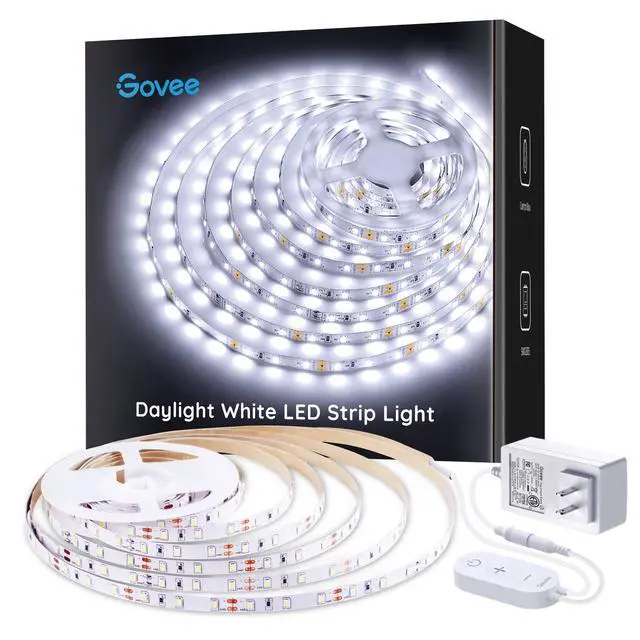 Alt view image 8 of 14 - White LED Strip Lights, Upgraded 16.4ft Dimmable LED Light Strip 6500K Bright Daylight White, Strong Adhesive, 300 LEDs Flexible Tape Lights for Mirror, Kitchen Cabinet, Bedroom, Christmas Decor