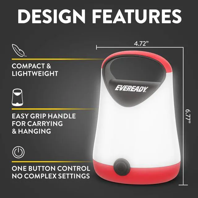 Alt view image 10 of 13 - LED Camping Lantern X-250 (2-Pack), Super Bright Tent Lights, Rugged Water Resistant LED Lanterns, 100 Hour Run-time (Batteries Included), Red and Black