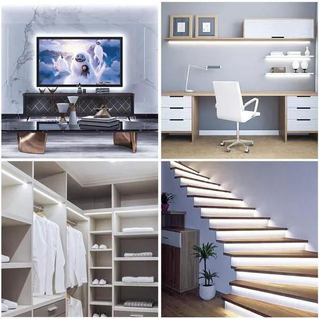 Alt view image 14 of 14 - White LED Strip Lights, Upgraded 16.4ft Dimmable LED Light Strip 6500K Bright Daylight White, Strong Adhesive, 300 LEDs Flexible Tape Lights for Mirror, Kitchen Cabinet, Bedroom, Christmas Decor