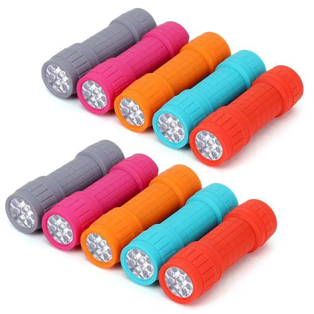 Alt view image 8 of 14 - 10-Pack, 9-LED Mini Flashlight Set, AAA Batteries are Included and Pre-Installed, Perfect for Class Teaching, Camping, Wedding Favor