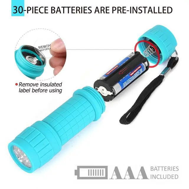 Alt view image 11 of 14 - 10-Pack, 9-LED Mini Flashlight Set, AAA Batteries are Included and Pre-Installed, Perfect for Class Teaching, Camping, Wedding Favor