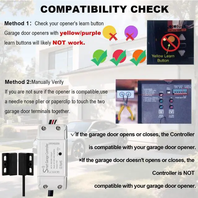 Alt view image 9 of 14 - Smart Garage Door Opener Smart WiFi Garage Controller Garage Door Opener Controller Compatible with Alexa Google Assistant iPhone Android SmartLife App Remote Control No Hub Required