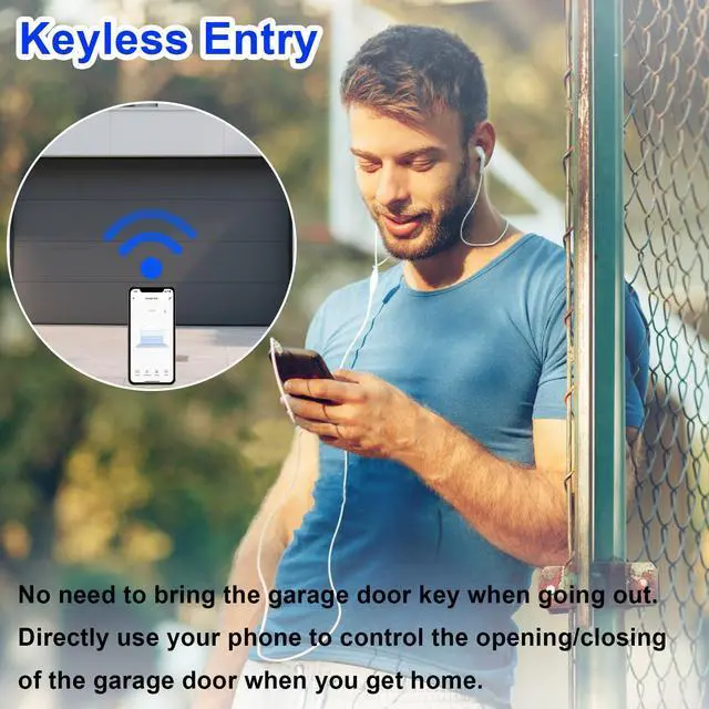 Alt view image 13 of 14 - Smart Garage Door Opener Smart WiFi Garage Controller Garage Door Opener Controller Compatible with Alexa Google Assistant iPhone Android SmartLife App Remote Control No Hub Required