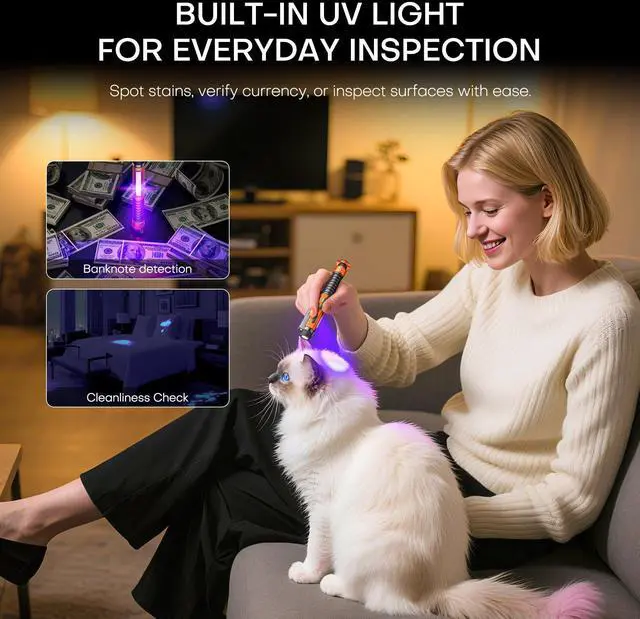 Alt view image 12 of 14 - EDC Flashlight Rechargeable,800 Lumen Small Flashlight with Magnetic Clip & Base, 11 Modes LED Flashlight,Glass Breaker&Bottle Opener, USB-C Flashlight for Working,Home and Emergency