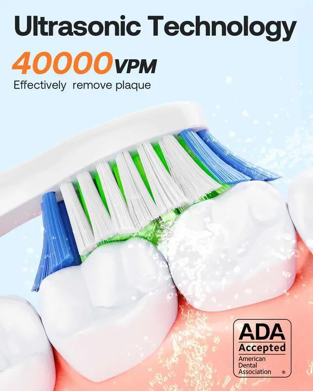 Alt view image 10 of 14 - Ultrasonic Electric Toothbrush - Rechargeable Sonic Electric Toothbrush for Adults and Kids, Power Toothbrush with Holder, 8 Brush Heads, Smart Timer, Fast Charge, Pink D2