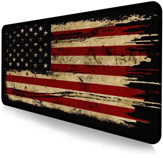 Alt view image 8 of 14 - Extended Gaming Mouse Pad with Stitched Edges, Non-Slip Waterproof Rubber Base Mouse Pad for Office, Computer, Keyboard, Laptop and Home Desk Pad 35.4 x 15.7 x 0.12 Inch (American Antique Flag)
