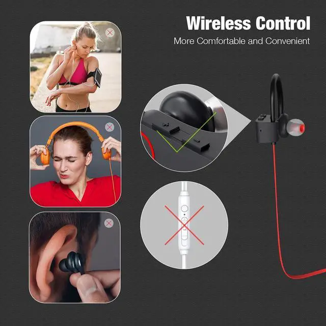 Alt view image 14 of 14 - Bluetooth Headphones Wireless Earbuds Bluetooth 5.3 Running Headphones IPX7 Waterproof Earphones with 16 Hrs Playtime Stereo Sound Isolation Headsets for Workout Gym