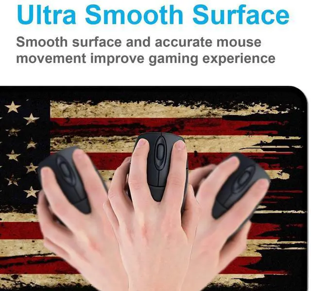 Alt view image 12 of 14 - Extended Gaming Mouse Pad with Stitched Edges, Non-Slip Waterproof Rubber Base Mouse Pad for Office, Computer, Keyboard, Laptop and Home Desk Pad 35.4 x 15.7 x 0.12 Inch (American Antique Flag)