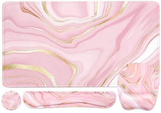 Alt view image 8 of 14 - Keyboard Wrist Rest Large Mouse Pad Wrist Support for Computer, 4 in 1 Memory Foam Keyboard Pad Desk Mat Ergonomic Hand Rest Wrist Cushion for Home Office Gaming - Pink Marble