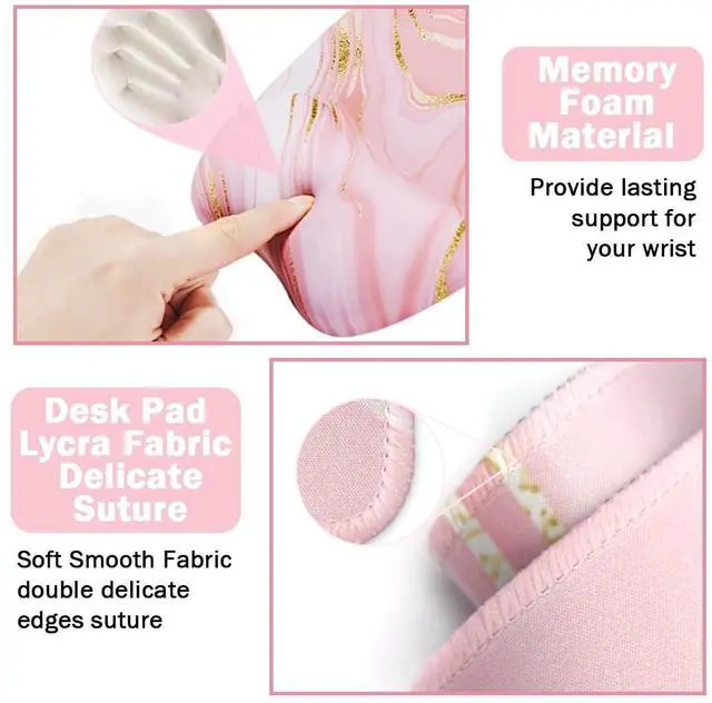 Alt view image 13 of 14 - Keyboard Wrist Rest Large Mouse Pad Wrist Support for Computer, 4 in 1 Memory Foam Keyboard Pad Desk Mat Ergonomic Hand Rest Wrist Cushion for Home Office Gaming - Pink Marble