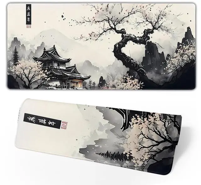 Alt view image 8 of 14 - Japanese Mouse Pad, Large Japanese Desk Mat, XL Anime Gaming Keyboard Mat, Non-Slip Rubber Base, Big Extended Desk Protector for Home Office, 31.5x11.8