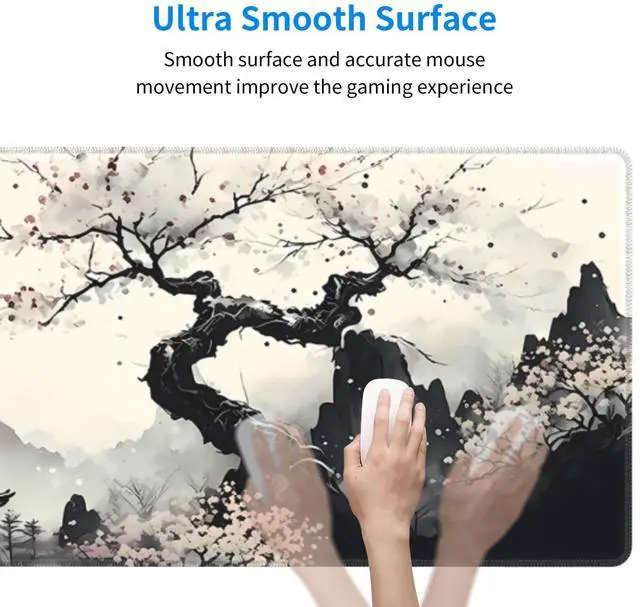 Alt view image 11 of 14 - Japanese Mouse Pad, Large Japanese Desk Mat, XL Anime Gaming Keyboard Mat, Non-Slip Rubber Base, Big Extended Desk Protector for Home Office, 31.5x11.8
