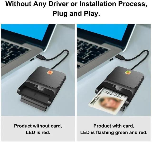 Alt view image 11 of 14 - CAC Reader USB C, CAC Reader Military USB C, Smart Card Reader Common Access CAC Card Reader Military, Compatible with Windows, Mac OS and Linux