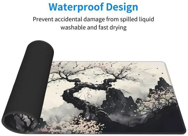 Alt view image 13 of 14 - Japanese Mouse Pad, Large Japanese Desk Mat, XL Anime Gaming Keyboard Mat, Non-Slip Rubber Base, Big Extended Desk Protector for Home Office, 31.5x11.8