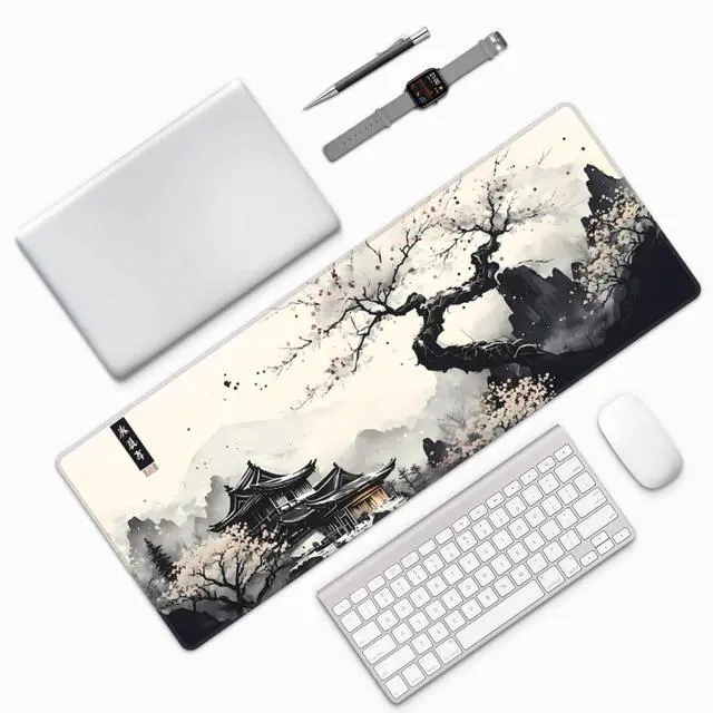 Alt view image 14 of 14 - Japanese Mouse Pad, Large Japanese Desk Mat, XL Anime Gaming Keyboard Mat, Non-Slip Rubber Base, Big Extended Desk Protector for Home Office, 31.5x11.8